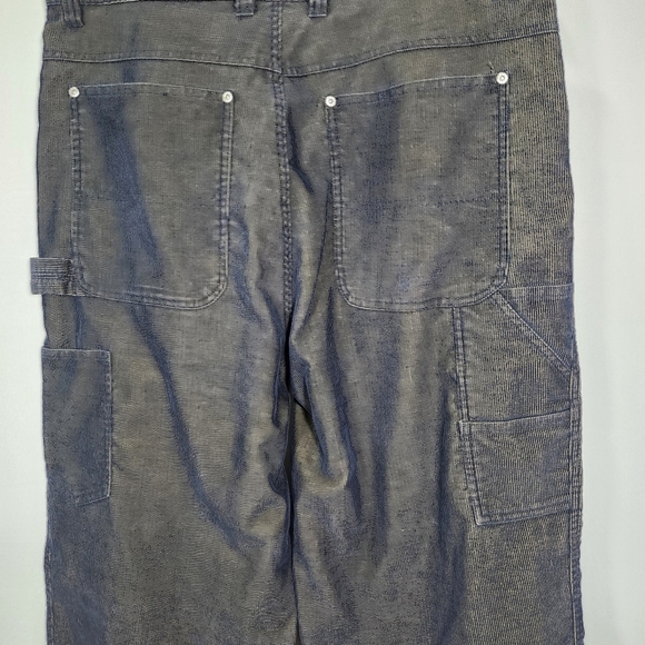 Men's Y2K No Boundaries Caurpenter Black Corduroy Baggy Jeans 38x32 - Picture 3 of 10